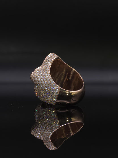 Large Pink Sapphire Cross Ring, VVS1 Moissanite Statement Ring, Rose Gold Plated 925 Silver, Iced Out Men’s Hip Hop Jewelry