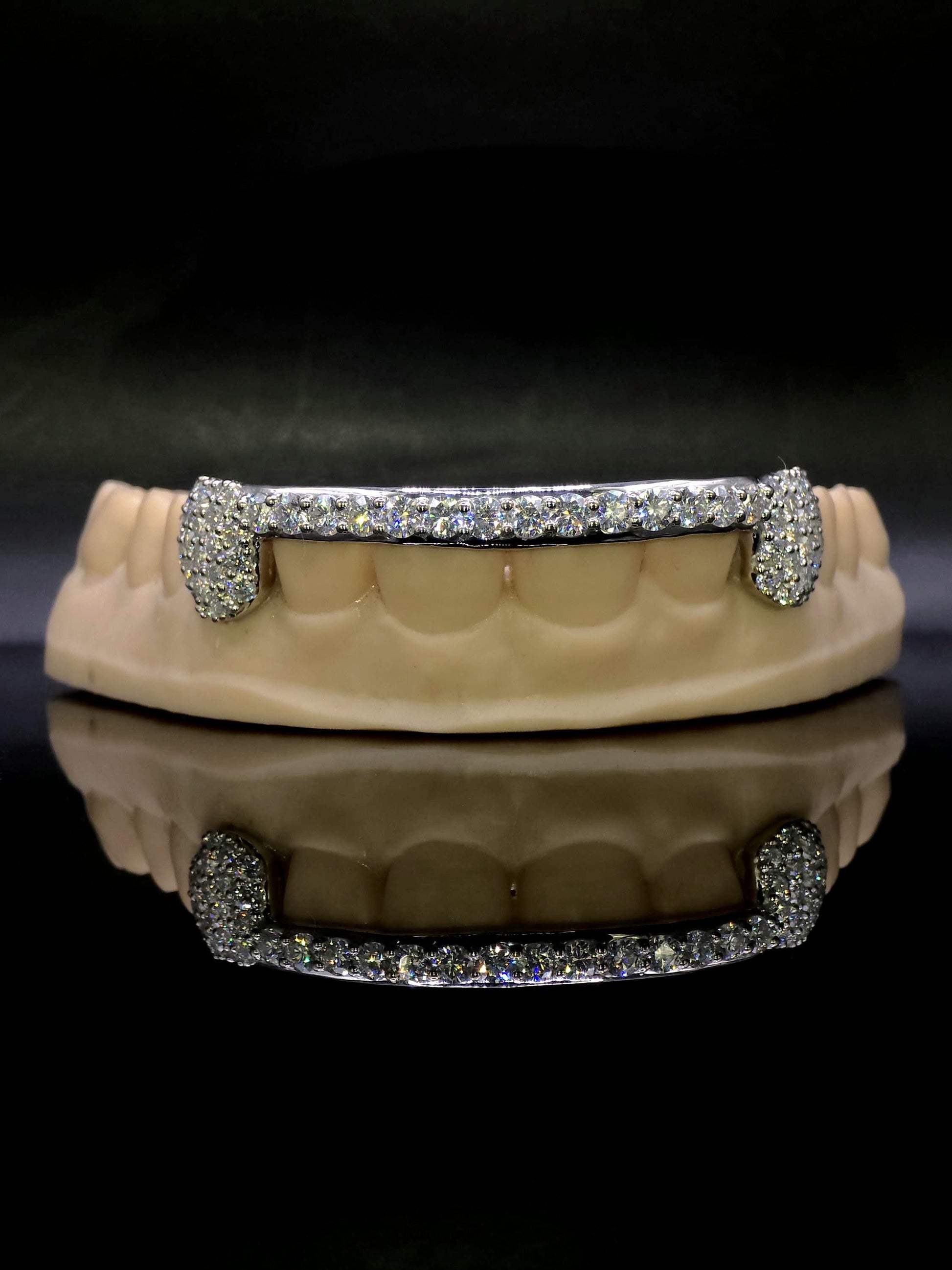Custom Fangs & Bar Grillz, Open Face Moissanite Grill, VVS1 Iced Out Bar Grillz, 925 Sterling Silver Hip Hop Teeth Jewelry
