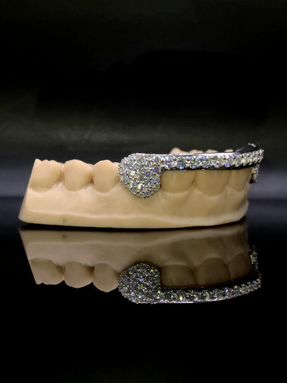Custom Fangs & Bar Grillz, Open Face Moissanite Grill, VVS1 Iced Out Bar Grillz, 925 Sterling Silver Hip Hop Teeth Jewelry