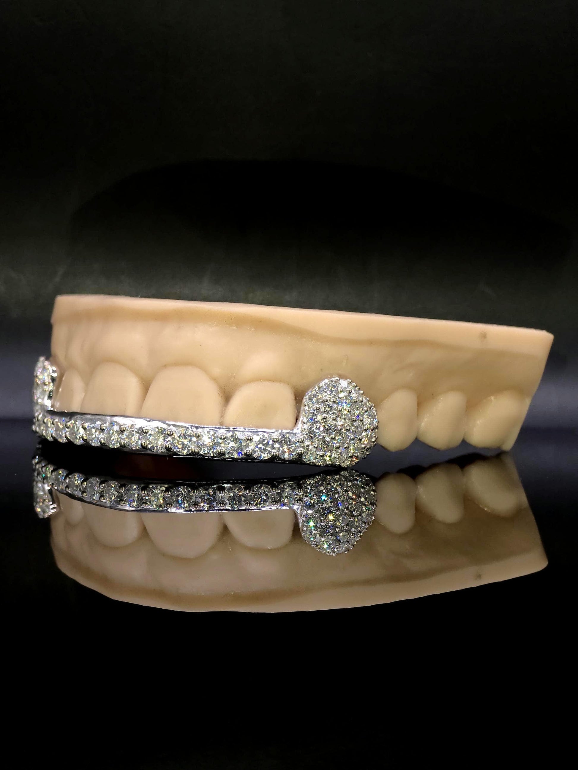 Custom Fangs & Bar Grillz, Open Face Moissanite Grill, VVS1 Iced Out Bar Grillz, 925 Sterling Silver Hip Hop Teeth Jewelry
