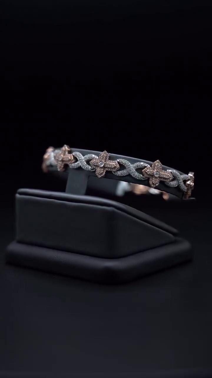 12mm Fleur de Lis X Infinity Link Bracelet | Two Tone VVS Moissanite Bracelet | 925 Sterling Silver Hip Hop Jewelry | Gift for Him
