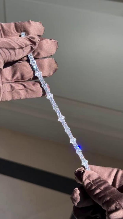 5mm Moissanite Tennis Bracelet, Iced Out Prong Setting, 925 Silver Iced Out Bracelet, Gift for Him/Her