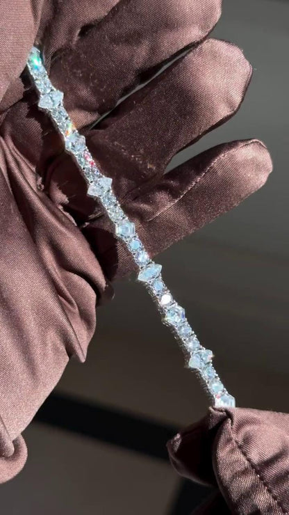 5mm Moissanite Tennis Bracelet, Iced Out Prong Setting, 925 Silver Iced Out Bracelet, Gift for Him/Her