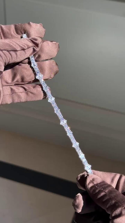 5mm Moissanite Tennis Bracelet, Iced Out Prong Setting, 925 Silver Iced Out Bracelet, Gift for Him/Her