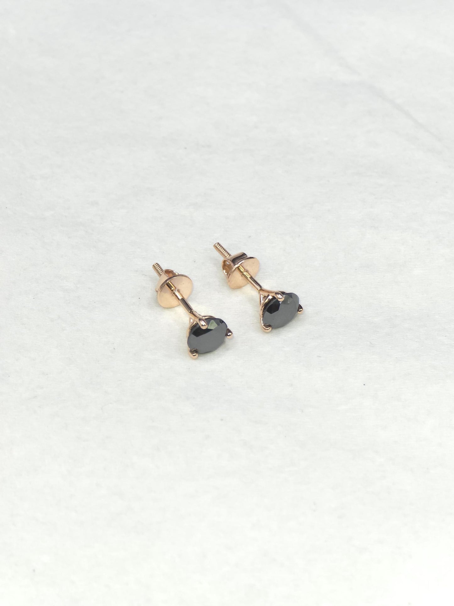 6mm Black Moissanite Stud Earrings, Round Cut, 1.6 Carat Total Weight, 925 Sterling Silver/Solid 10K Gold, Three Prong Martini Setting