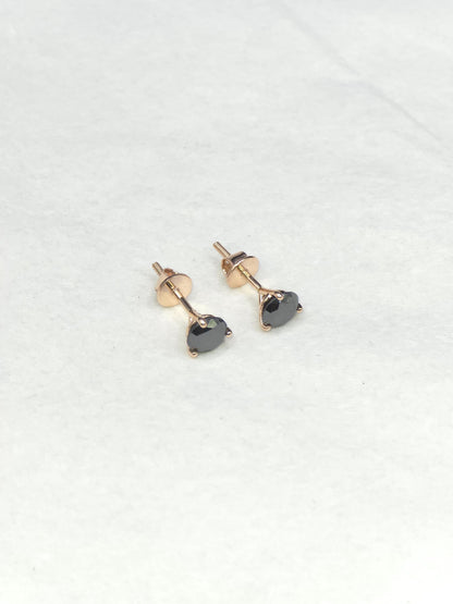 6mm Black Moissanite Stud Earrings, Round Cut, 1.6 Carat Total Weight, 925 Sterling Silver/Solid 10K Gold, Three Prong Martini Setting