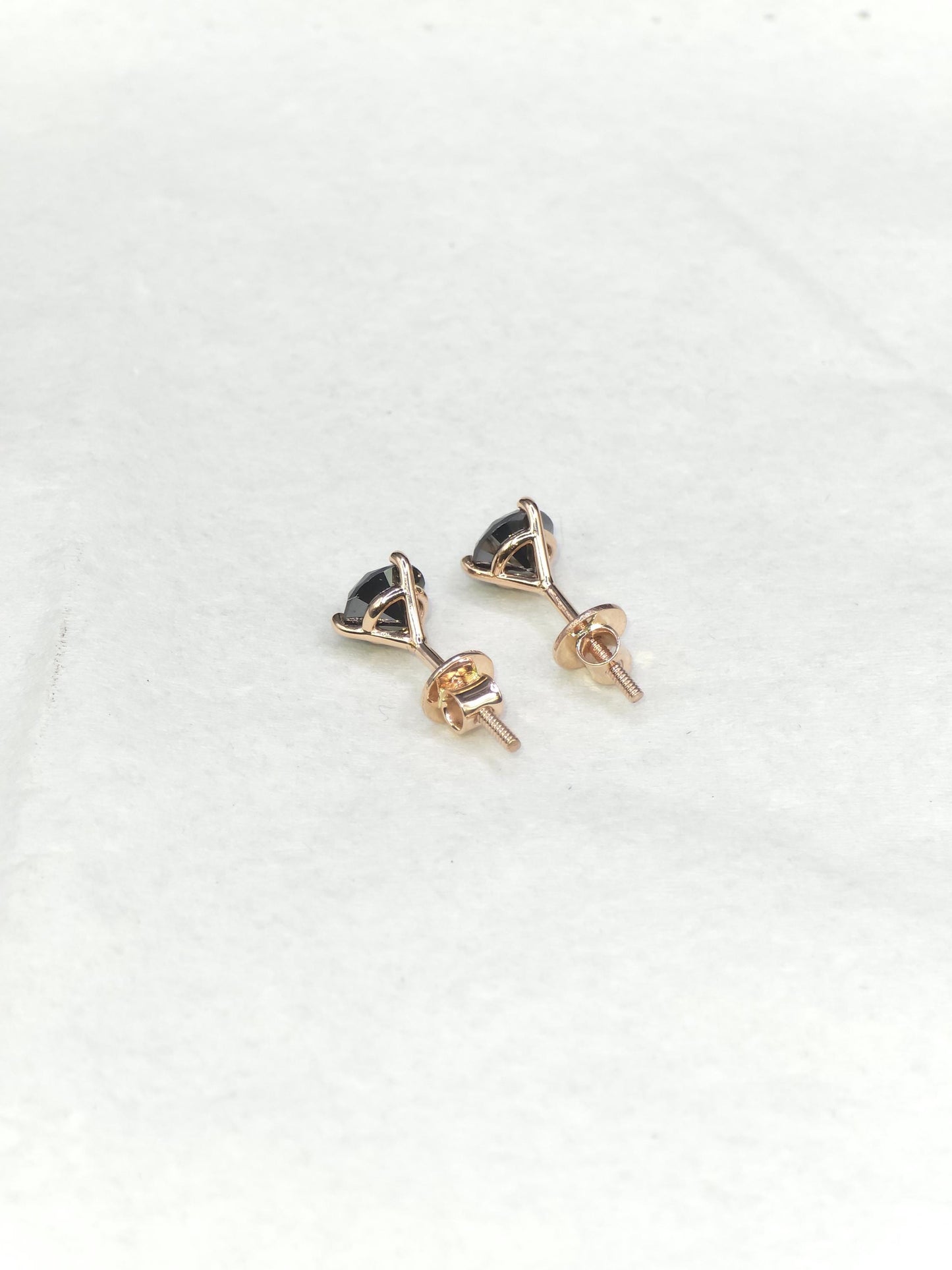 6mm Black Moissanite Stud Earrings, Round Cut, 1.6 Carat Total Weight, 925 Sterling Silver/Solid 10K Gold, Three Prong Martini Setting