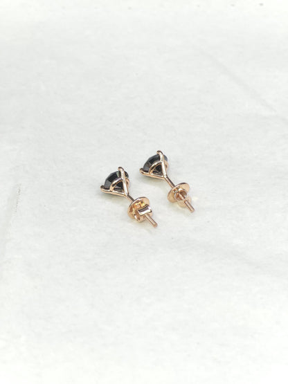 6mm Black Moissanite Stud Earrings, Round Cut, 1.6 Carat Total Weight, 925 Sterling Silver/Solid 10K Gold, Three Prong Martini Setting