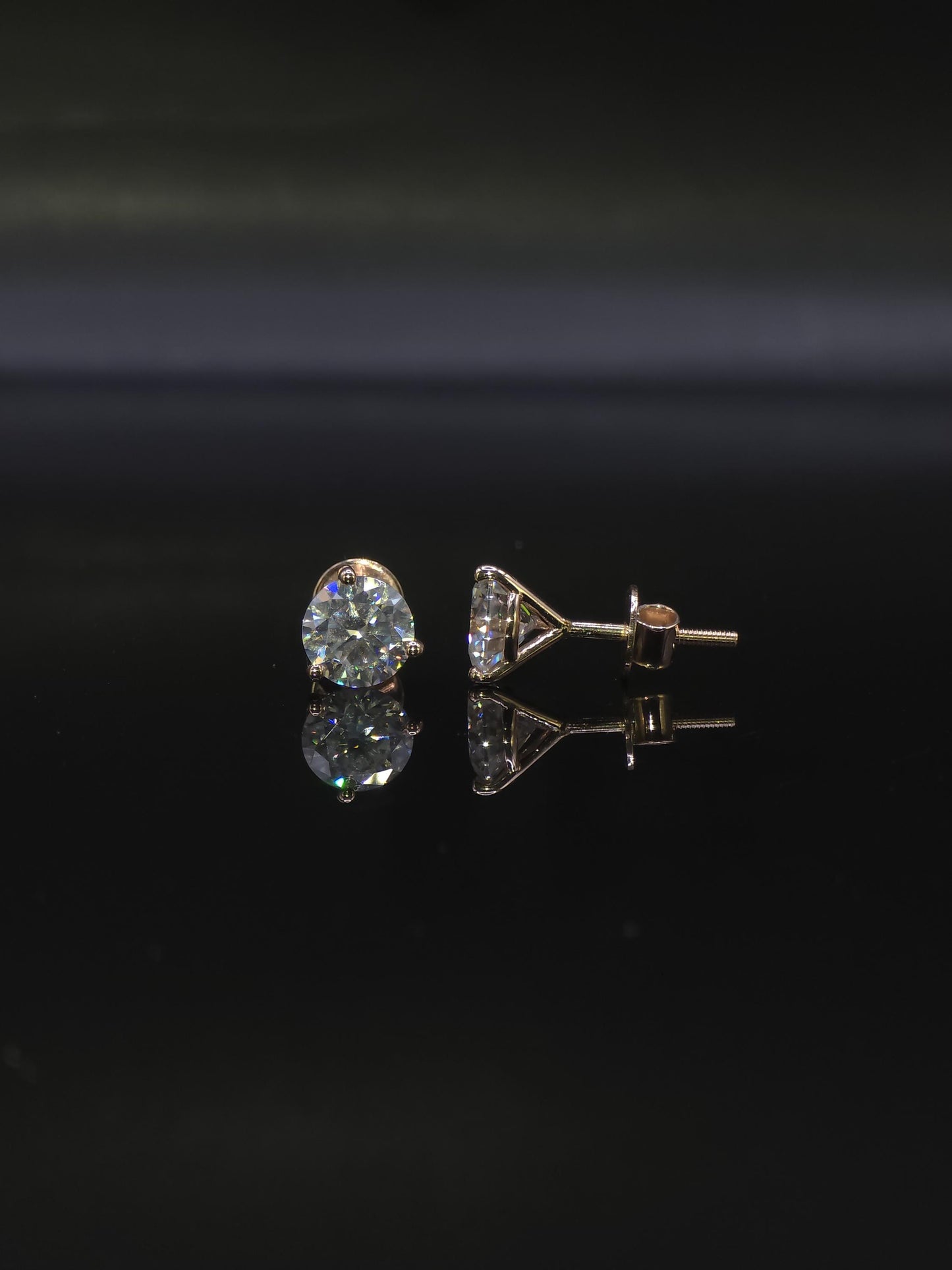 7mm Moissanite Stud Earrings, D Color VVS Round Cut, 2.4 Carat Total Weight, 925 Sterling Silver/Solid 10K Gold, Three Prong Martini Setting