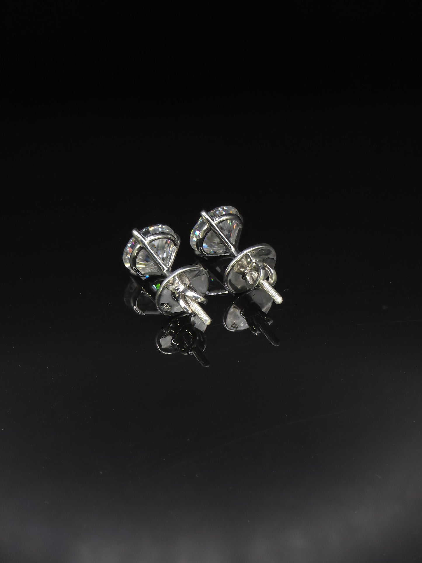 10mm Moissanite Stud Earrings, D Color VVS1 Round, 8 Carat Total Weight, 925 Sterling Silver/Solid 10K Gold, Three Prong Martini Setting