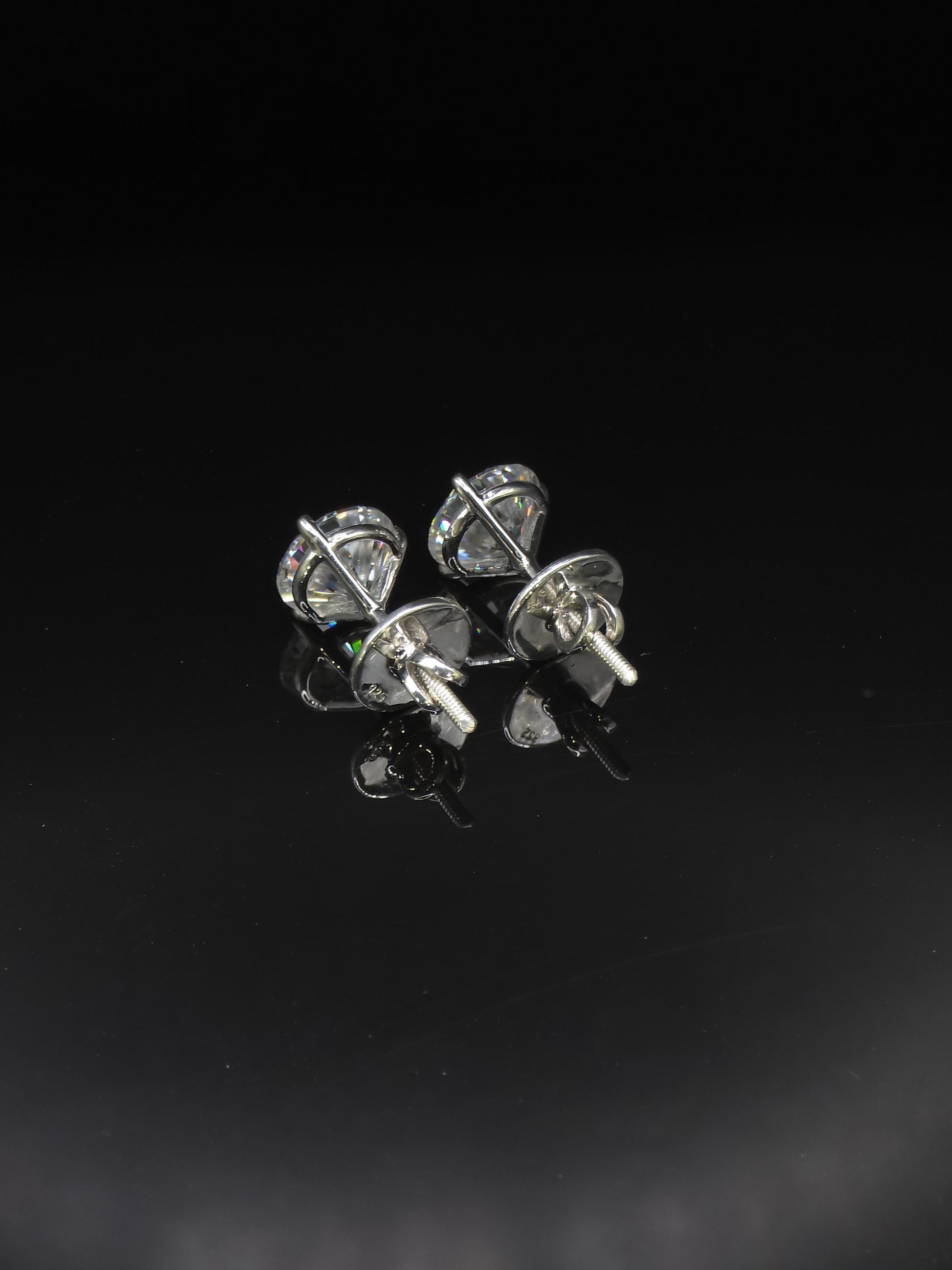 10mm Moissanite Stud Earrings, D Color VVS1 Round, 8 Carat Total Weight, 925 Sterling Silver/Solid 10K Gold, Three Prong Martini Setting
