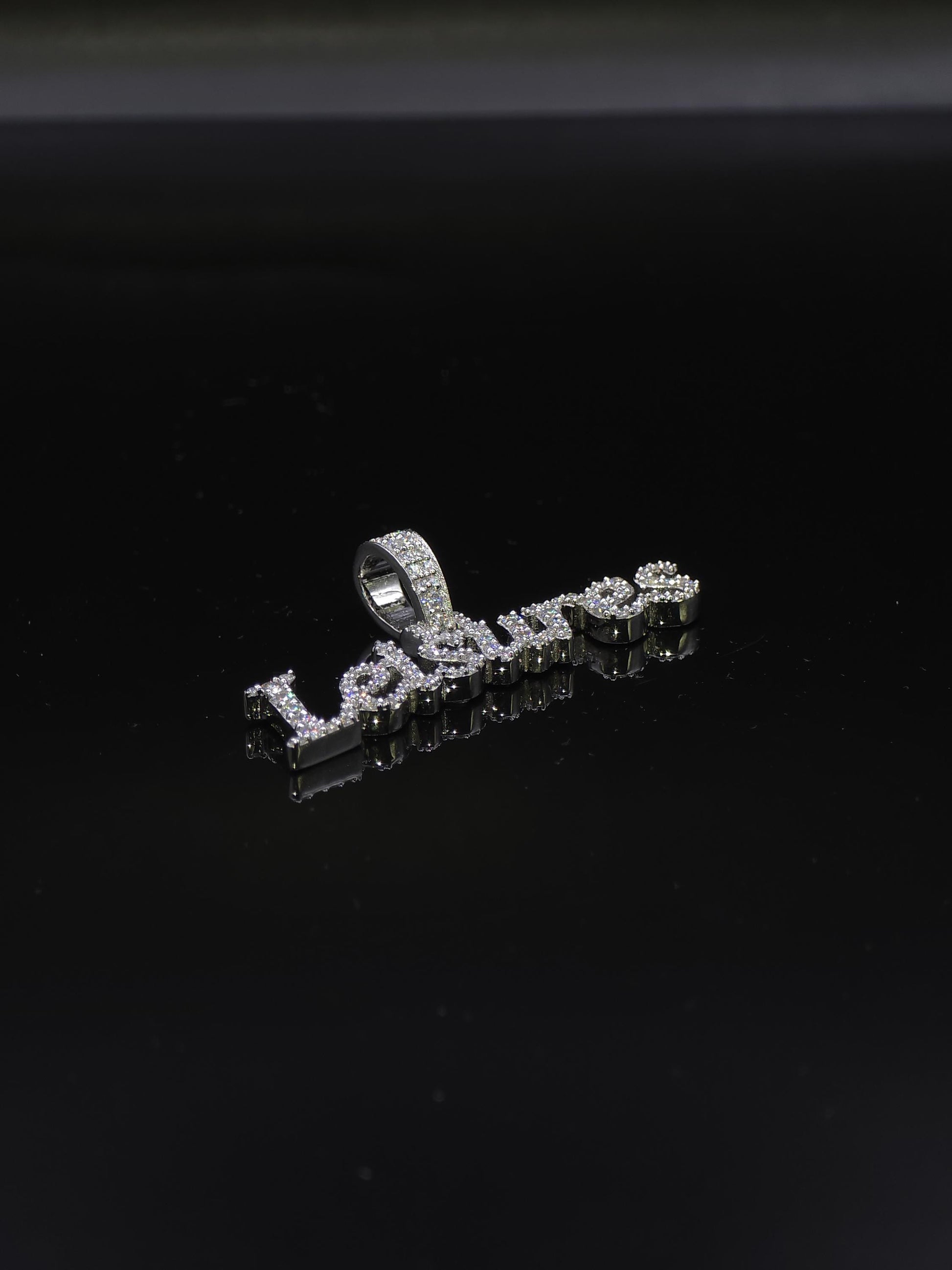 Custom Name Pendant, Iced Out Moissanite Script Pendant, 925 Sterling Silver, Personalized Hip Hop Jewelry
