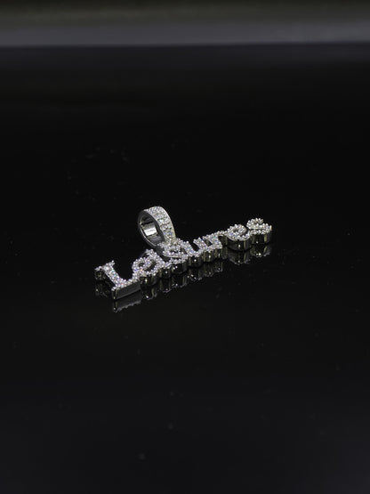 Custom Name Pendant, Iced Out Moissanite Script Pendant, 925 Sterling Silver, Personalized Hip Hop Jewelry