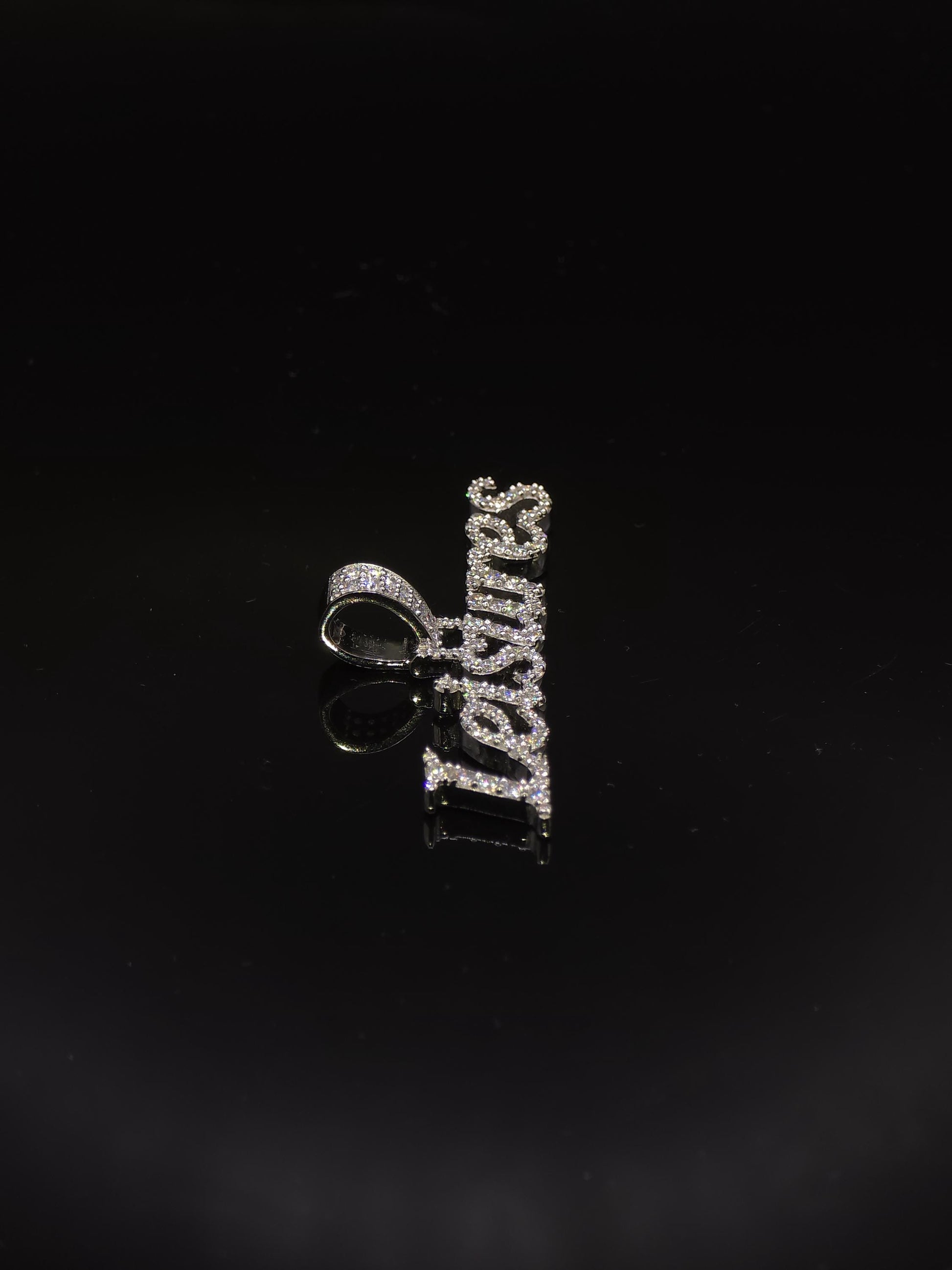 Custom Name Pendant, Iced Out Moissanite Script Pendant, 925 Sterling Silver, Personalized Hip Hop Jewelry