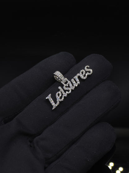 Custom Name Pendant, Iced Out Moissanite Script Pendant, 925 Sterling Silver, Personalized Hip Hop Jewelry