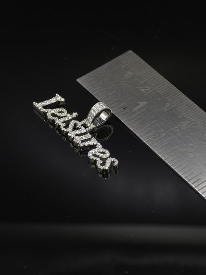 Custom Name Pendant, Iced Out Moissanite Script Pendant, 925 Sterling Silver, Personalized Hip Hop Jewelry