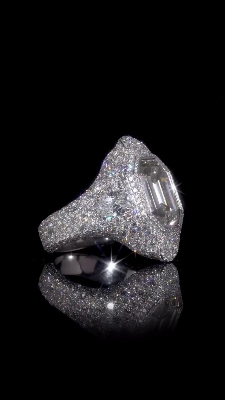 10 CT Emerald Cut Moissanite Ring, Fully Iced Statement Ring, VVS Moissanite Men’s Ring, 925 Sterling Silver Hip Hop Jewelry