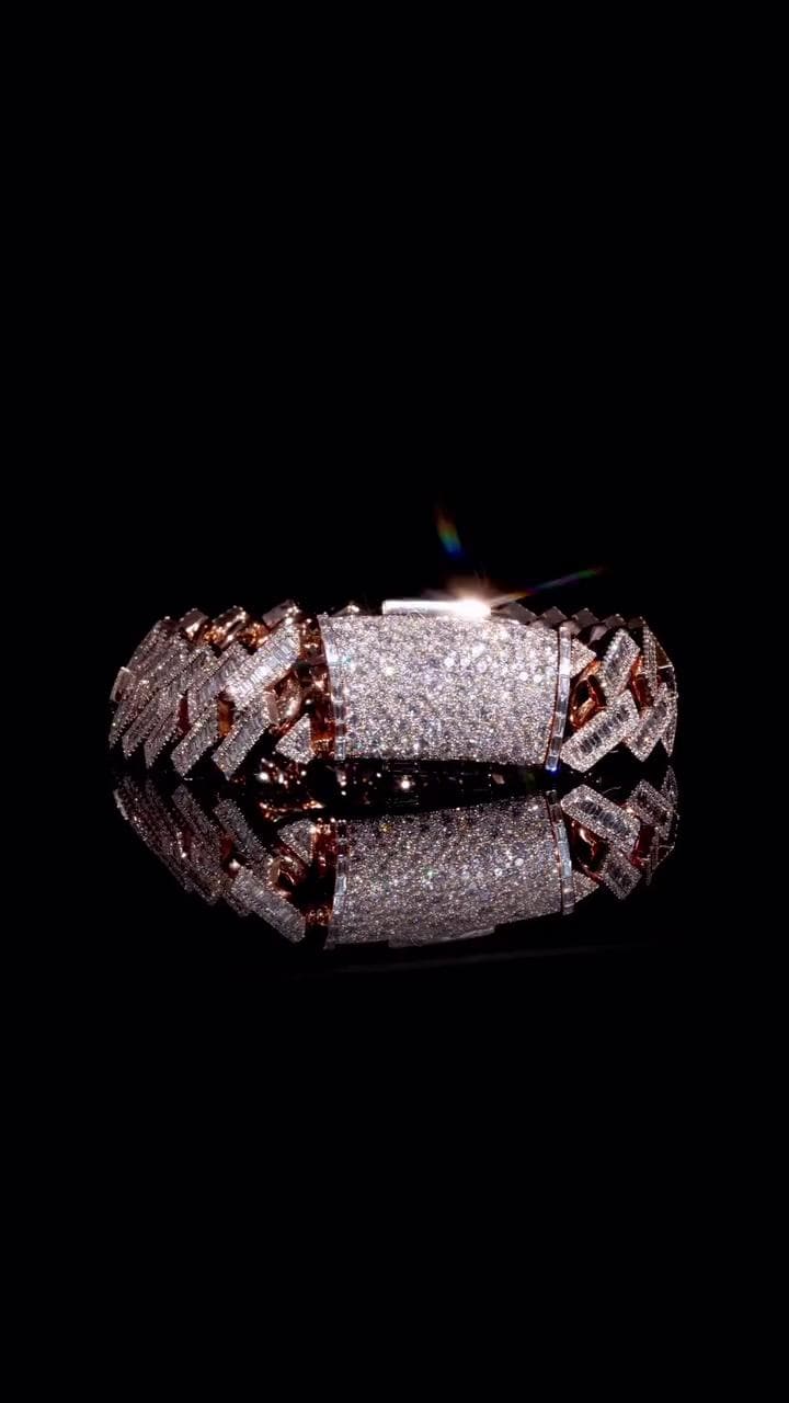 Moissanite Baguette Cuban Link Bracelet | 18mm | VVS1 Moissanite Diamonds | Rose Gold Plated 925 Sterling Silver | Hip Hop Jewelry