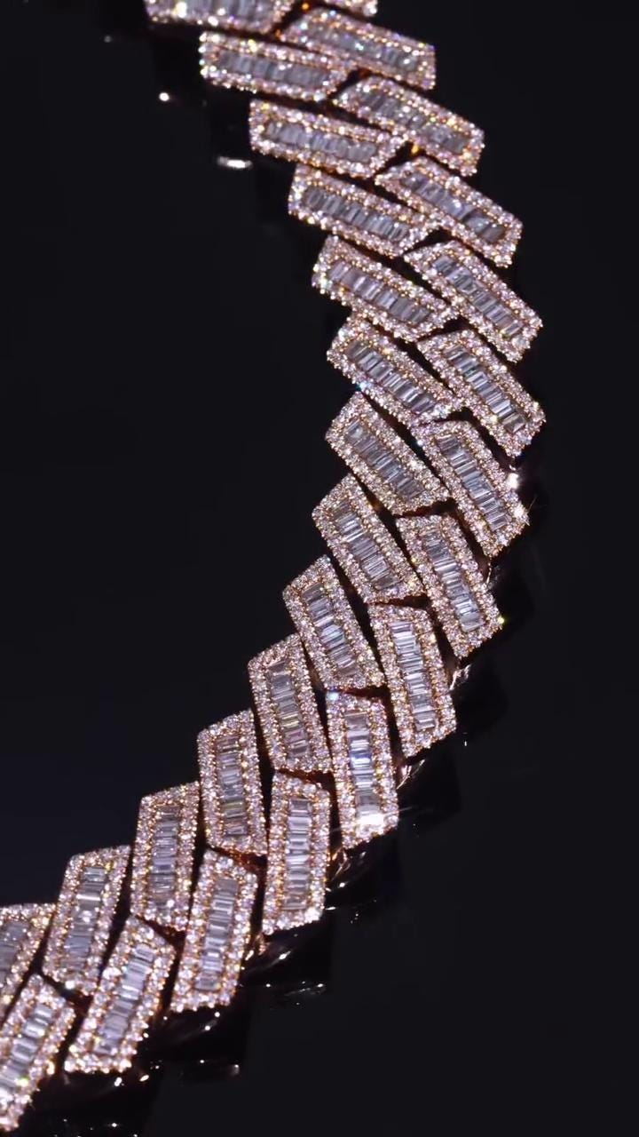 Moissanite Baguette Cuban Link Bracelet | 18mm | VVS1 Moissanite Diamonds | Rose Gold Plated 925 Sterling Silver | Hip Hop Jewelry