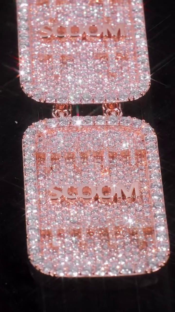 Custom Double Dog Tag Moissanite Pendant, Personalized Moissanite Necklace, Iced Out 925 Silver Hip Hop Jewelry
