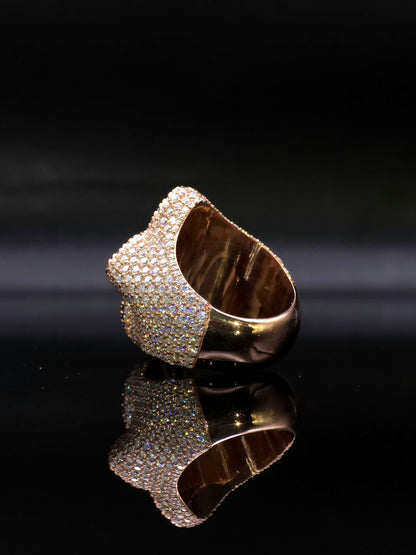 Large Pink Sapphire Cross Ring, VVS1 Moissanite Statement Ring, Rose Gold Plated 925 Silver, Iced Out Men’s Hip Hop Jewelry