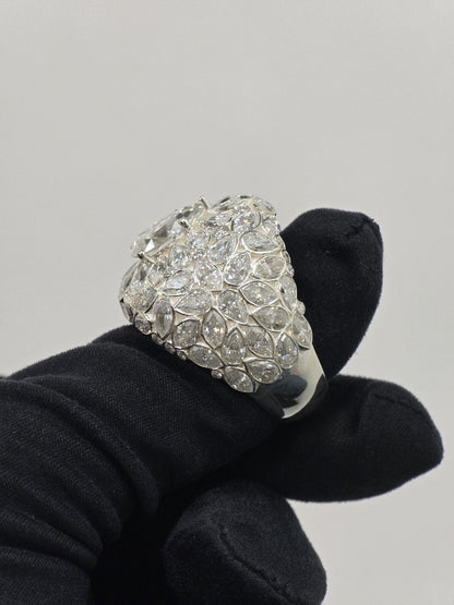 3ct Pear Moissanite Pinky Ring, Rose Gold Iced Out Hip Hop Ring, Pear & Marquise Cluster Bling, Rapper Statement Jewelry