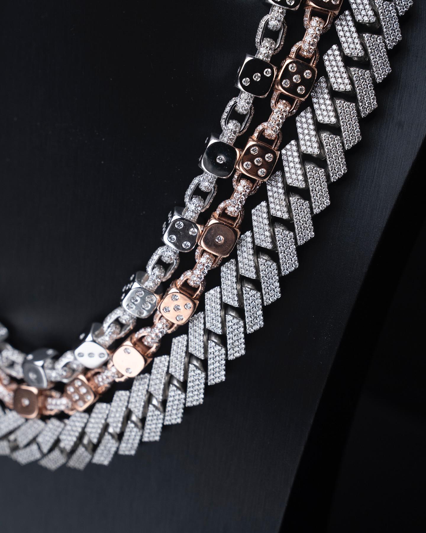 10mm Dice Link Chain, D Color VVS1 Moissanite Necklace & Wallet Chain, Solid 925 Sterling Silver, Iced Out Hip Hop Jewelry