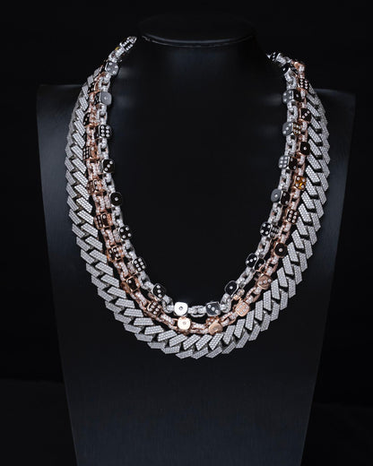 10mm Dice Link Chain, D Color VVS1 Moissanite Necklace & Wallet Chain, Solid 925 Sterling Silver, Iced Out Hip Hop Jewelry