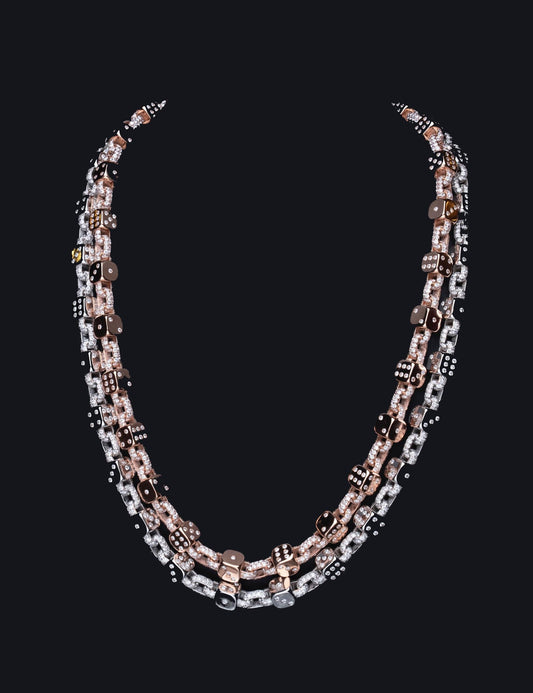 10mm Dice Link Chain, D Color VVS1 Moissanite Necklace & Wallet Chain, Solid 925 Sterling Silver, Iced Out Hip Hop Jewelry