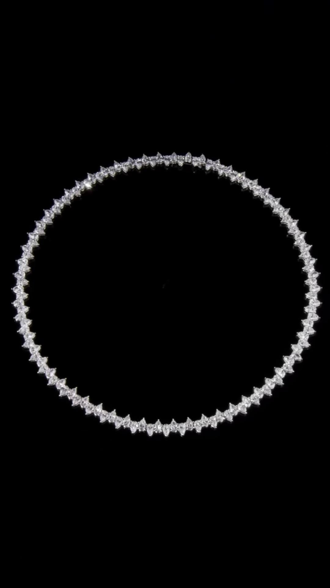 Up Down Pear Moissanite Tennis Necklace | 5 x 7 mm Pear Cut Moissanite | 925 Sterling Silver