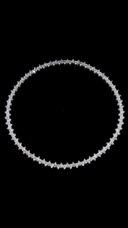 Up Down Pear Moissanite Tennis Necklace | 5 x 7 mm Pear Cut Moissanite | 925 Sterling Silver