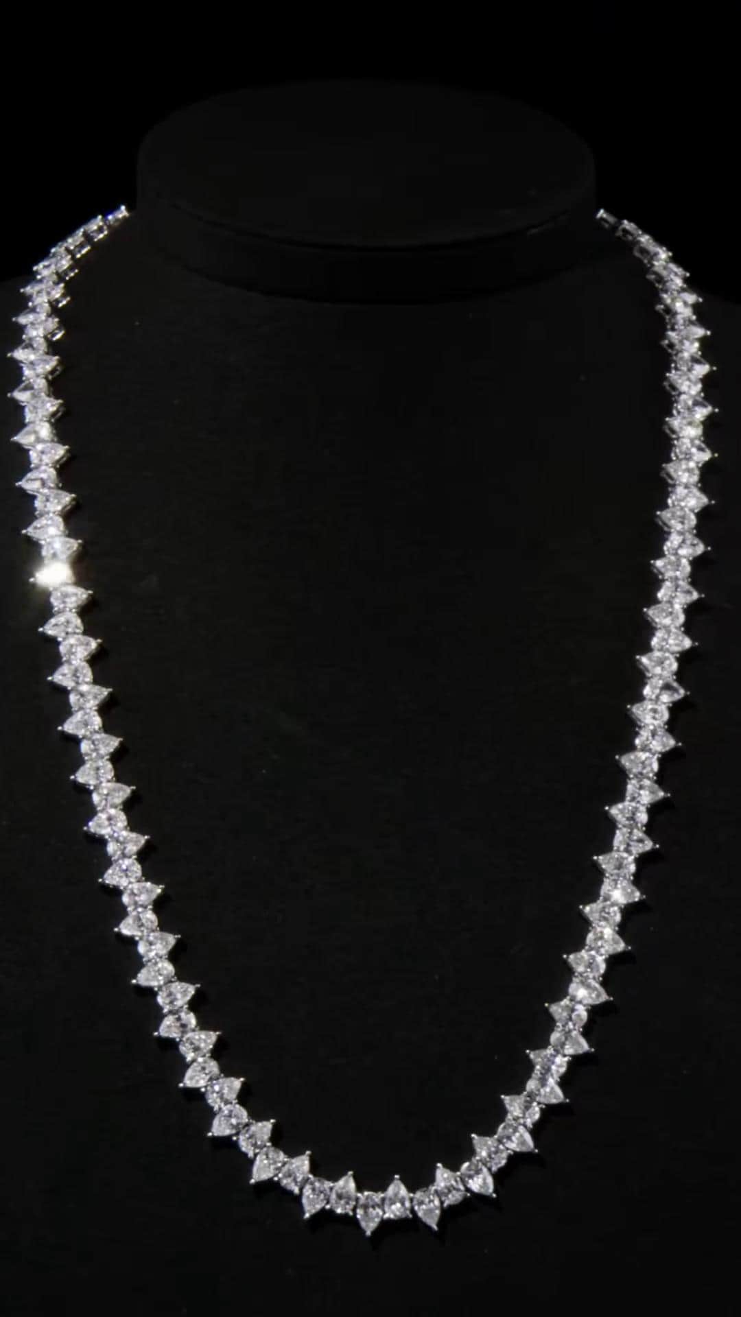 Up Down Pear Moissanite Tennis Necklace | 5 x 7 mm Pear Cut Moissanite | 925 Sterling Silver