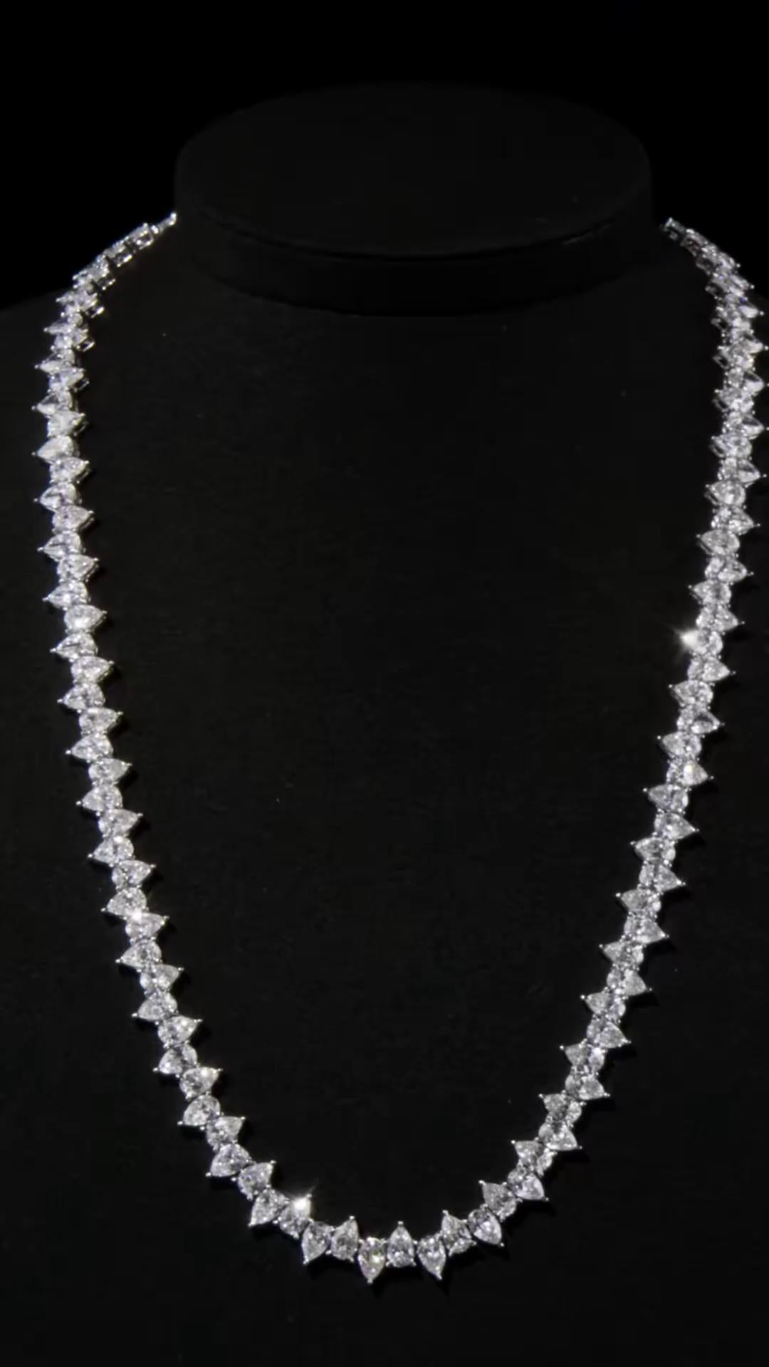 Up Down Pear Moissanite Tennis Necklace | 5 x 7 mm Pear Cut Moissanite | 925 Sterling Silver