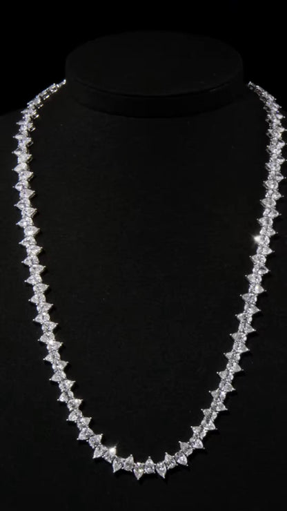 Up Down Pear Moissanite Tennis Necklace | 5 x 7 mm Pear Cut Moissanite | 925 Sterling Silver