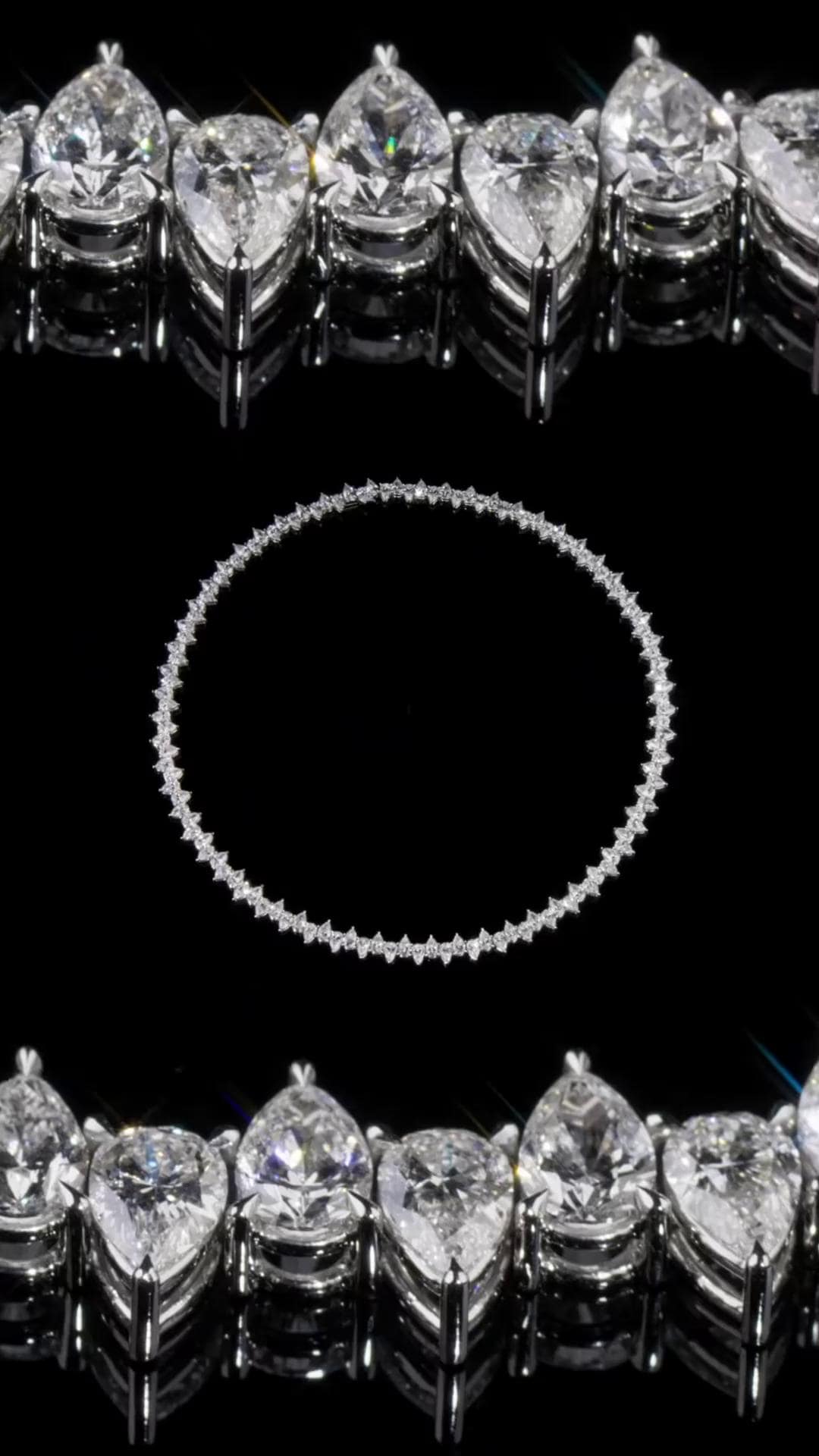 Up Down Pear Moissanite Tennis Necklace | 5 x 7 mm Pear Cut Moissanite | 925 Sterling Silver