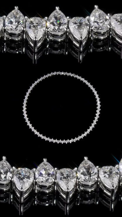Up Down Pear Moissanite Tennis Necklace | 5 x 7 mm Pear Cut Moissanite | 925 Sterling Silver