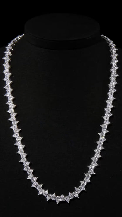 Up Down Pear Moissanite Tennis Necklace | 5 x 7 mm Pear Cut Moissanite | 925 Sterling Silver