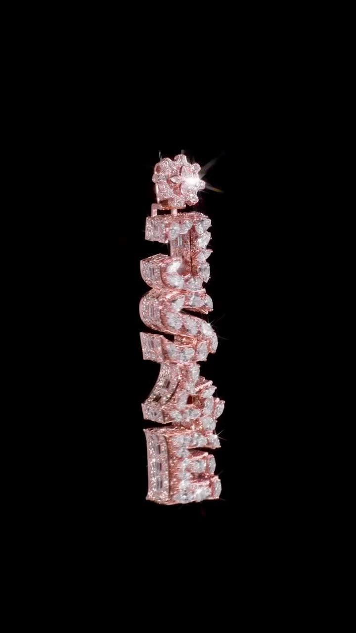 VVS Moissanite Vertical Pendant | Rose Gold Plated 925 Sterling Silver | Mixed Cut Moissanite | Diamond Tester Approved | Hip Hop Jewelry