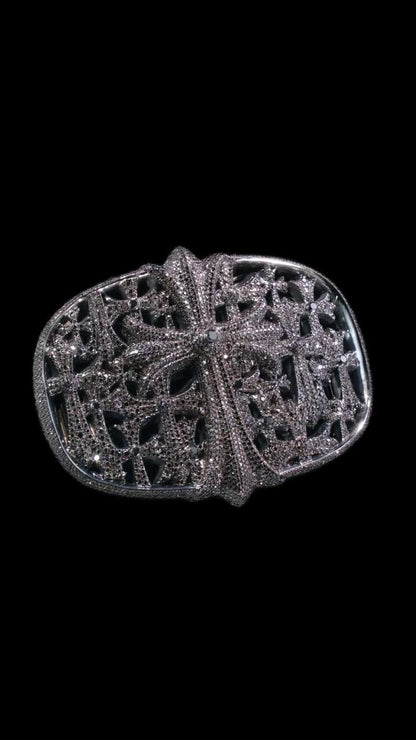 Black Moissanite Gothic Cross Belt Buckle, 925 Sterling Silver Cemetery Buckle, Iced Out Hip Hop Jewelry, Custom Men’s Buckle