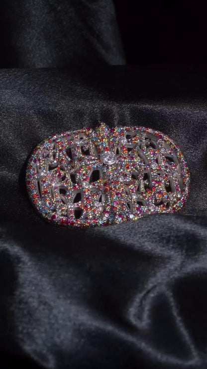 Multicolor CZ Gothic Cross Belt Buckle, 925 Sterling Silver Cemetery Buckle, Rainbow Iced Out Hip Hop Buckle, Custom Men’s Jewelry