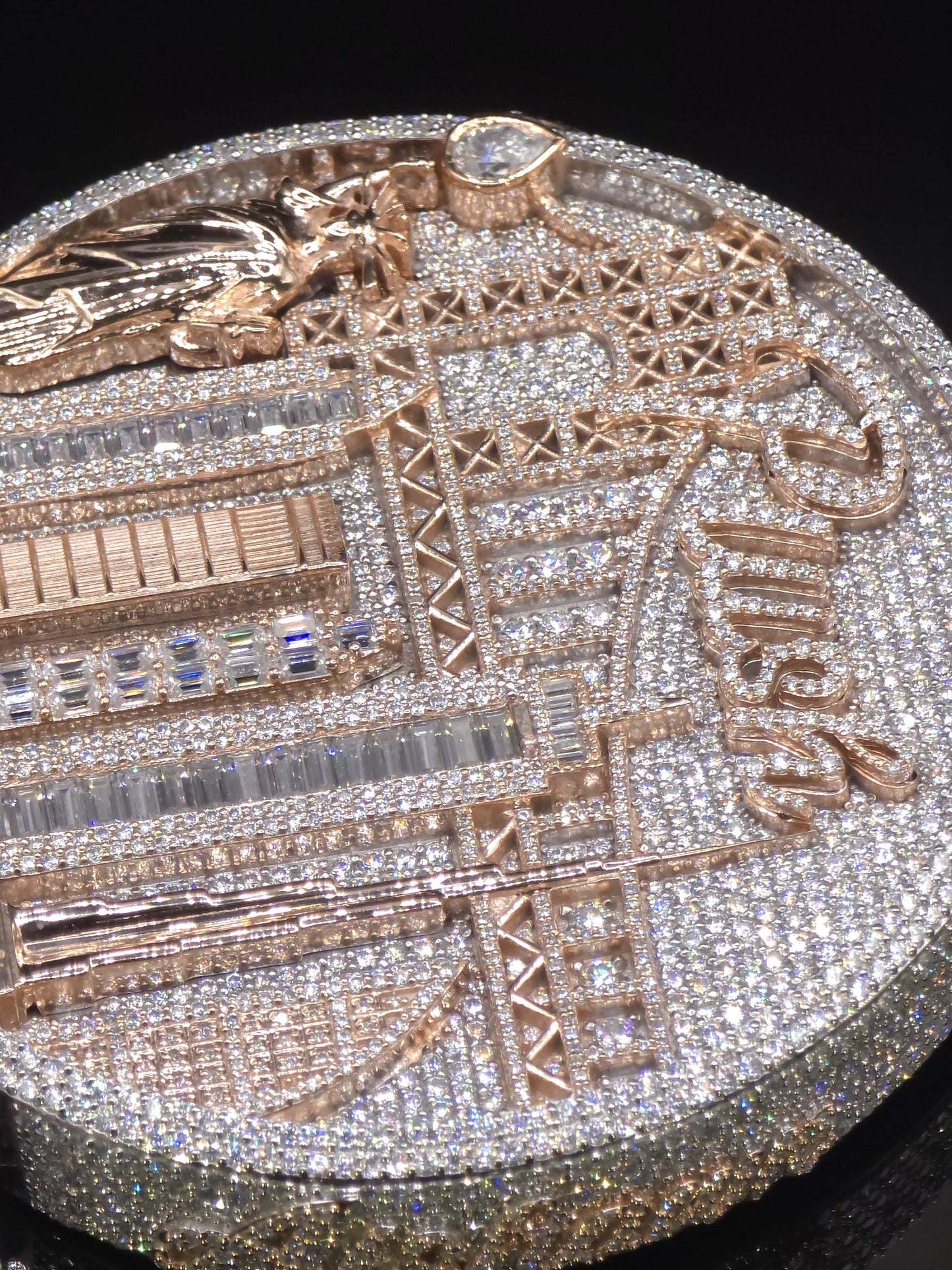 Custom City Landmark Pendant, Two Tone Moissanite Pendant, 925 Sterling Silver, Personalized Hip Hop Jewelry
