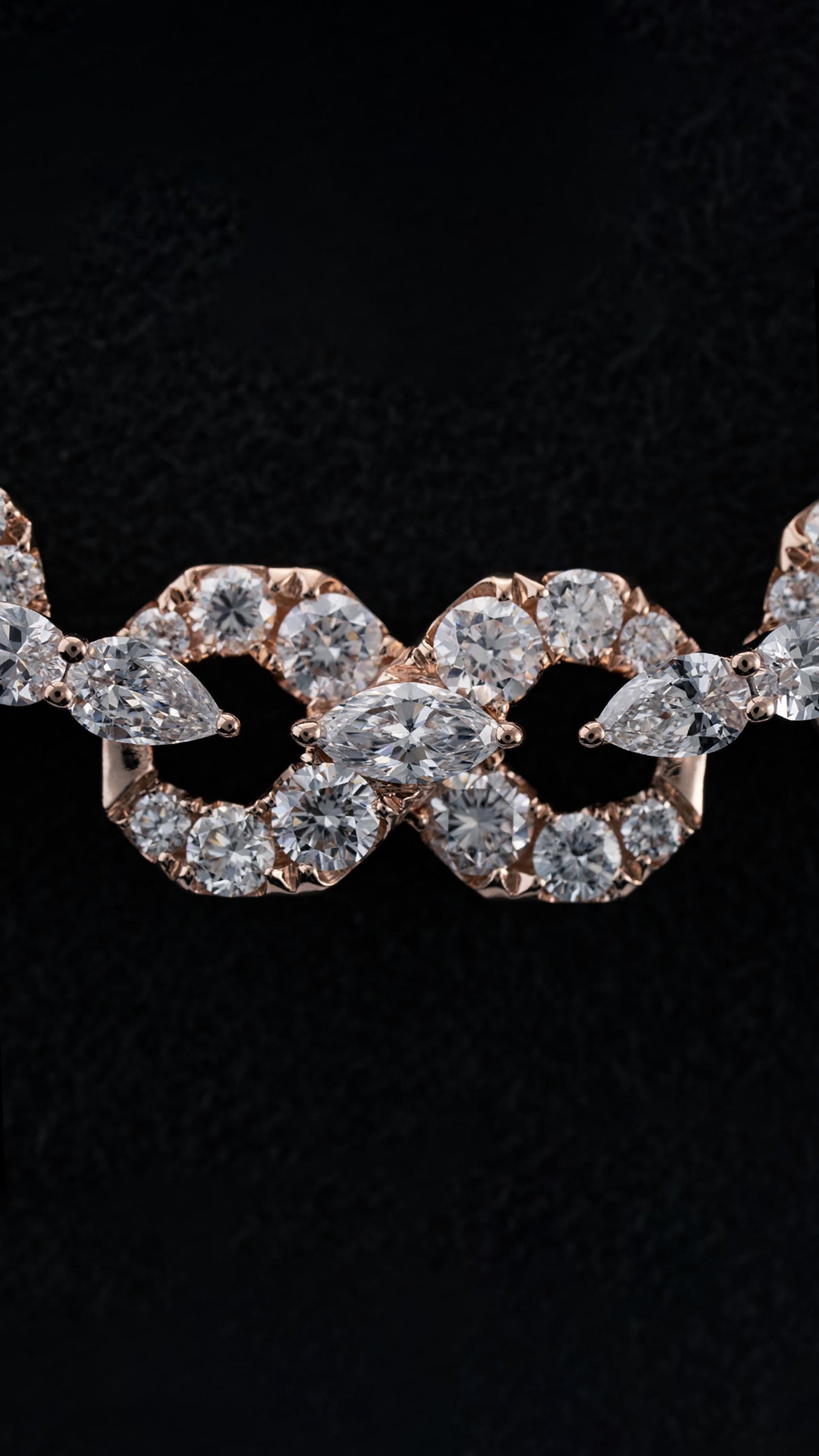14mm Infinity Chain, VVS Moissanite Necklace, 925 Sterling Silver, Rose Gold Hip Hop Jewelry