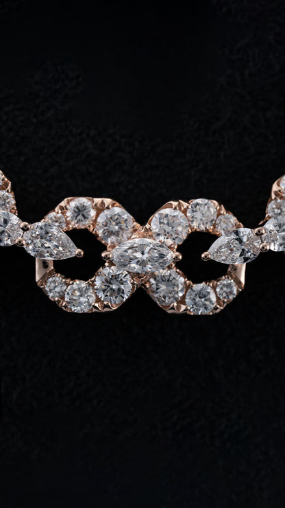 14mm Infinity Chain, VVS Moissanite Necklace, 925 Sterling Silver, Rose Gold Hip Hop Jewelry