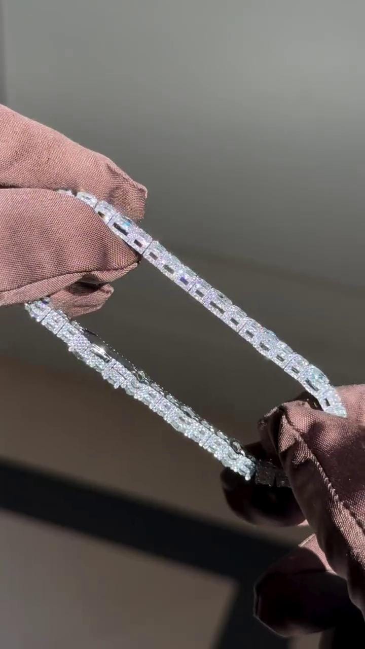 5mm Moissanite Tennis Bracelet, Iced Out Prong Setting, 925 Silver Iced Out Bracelet, Gift for Him/Her