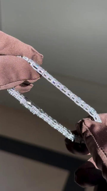 5mm Moissanite Tennis Bracelet, Iced Out Prong Setting, 925 Silver Iced Out Bracelet, Gift for Him/Her