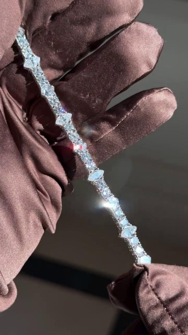 5mm Moissanite Tennis Bracelet, Iced Out Prong Setting, 925 Silver Iced Out Bracelet, Gift for Him/Her
