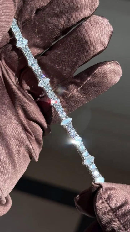 5mm Moissanite Tennis Bracelet, Iced Out Prong Setting, 925 Silver Iced Out Bracelet, Gift for Him/Her