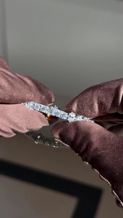 5mm Moissanite Tennis Bracelet, Iced Out Prong Setting, 925 Silver Iced Out Bracelet, Gift for Him/Her