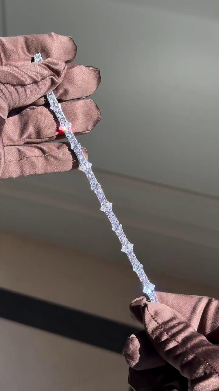 5mm Moissanite Tennis Bracelet, Iced Out Prong Setting, 925 Silver Iced Out Bracelet, Gift for Him/Her