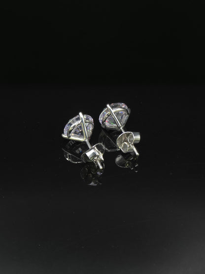 10mm Moissanite Stud Earrings, D Color VVS1 Round, 8 Carat Total Weight, 925 Sterling Silver/Solid 10K Gold, Three Prong Martini Setting